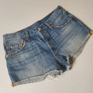 Levis 501 Blue 5 Pocket Design Mid Rise Shorts